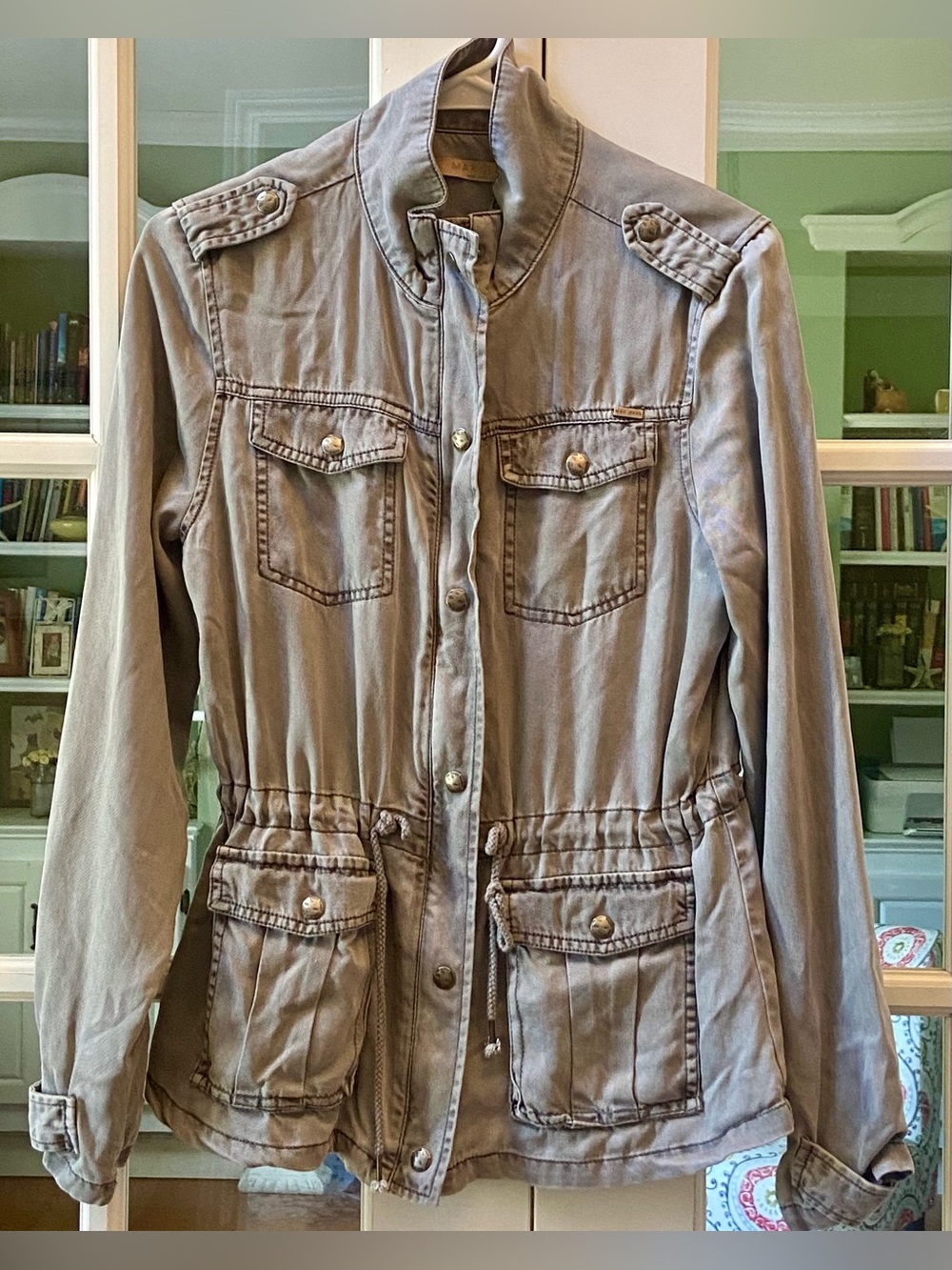 Max Jeans Olive Tensel Utility Jacket Drawstring Waist Size Small